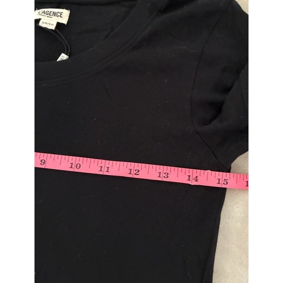 L'AGENCE Cory Cotton Scoopneck Tee Women's XS Black NEW - Picture 8 of 9